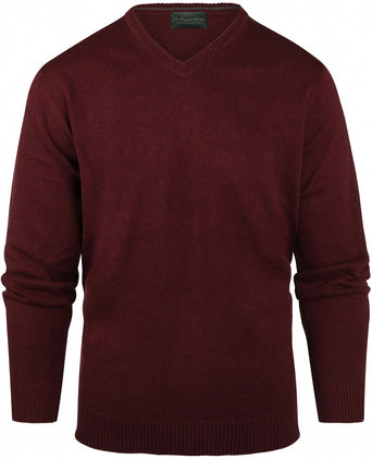 Cotton v-neck sweater | Bordeaux Red