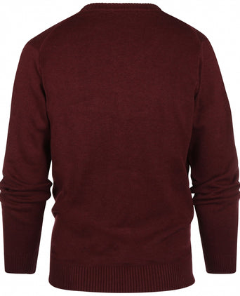 Cotton v-neck sweater | Bordeaux Red