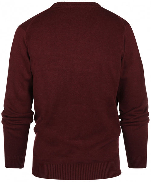 Cotton v-neck sweater | Bordeaux Red