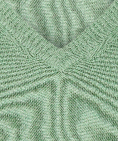 Cotton v-neck sweater | Green