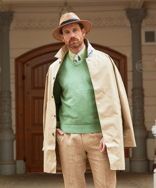 Cotton v-neck sweater | Green