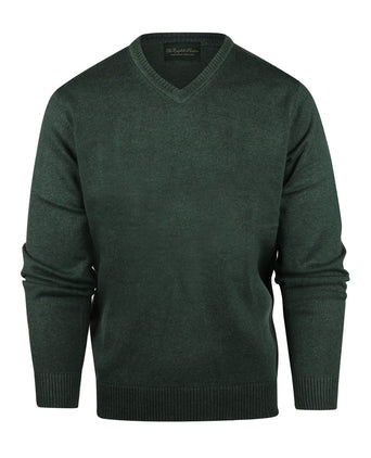 Pullover katoen v-hals | Groen