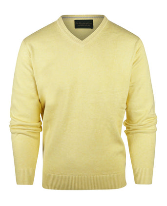 Cotton v-neck sweater | Yellow