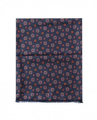 Zijden sjaal met wollen tegenvoering | Blauw