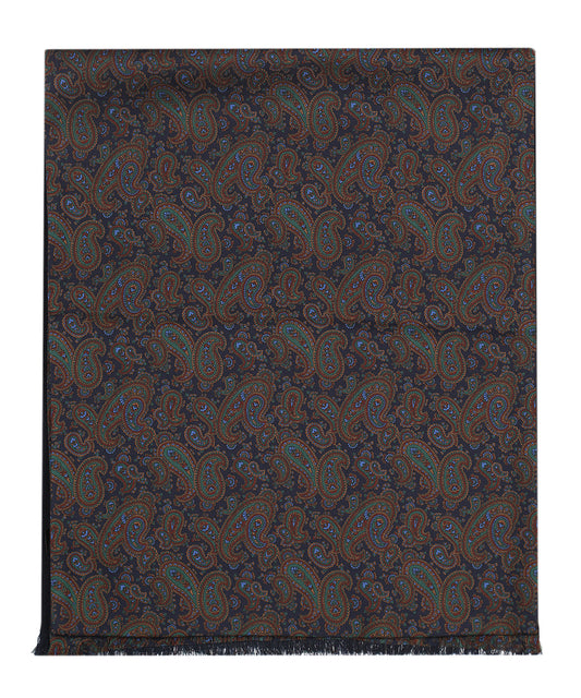 Seidenschal mit Wollfutter | Blau