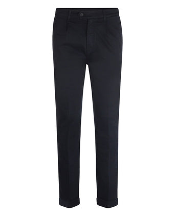 Boston Trousers Pleated and Turn-up | Navy Blue