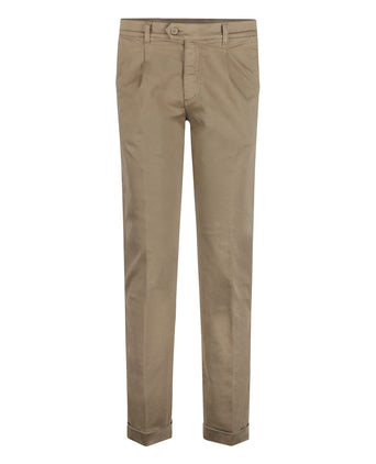 Pantalon Boston Bandplooi en Omslag | Bruin