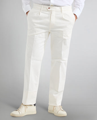 Boston Trousers Pleated and Turn-up | White