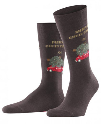 Christmas car men socks | Brown