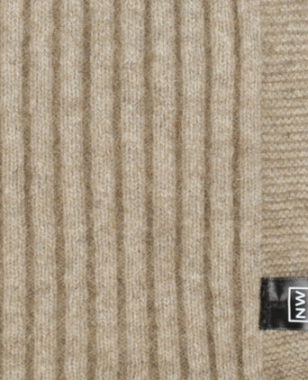Ribbed scarf merino wool mix 165x16 | Beige