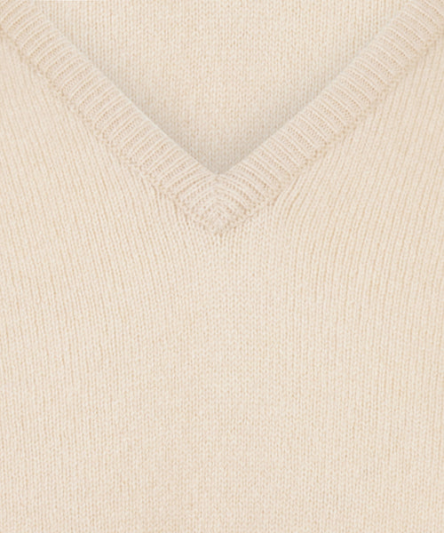 Pullover v-hals lamswol *Sale* | Beige