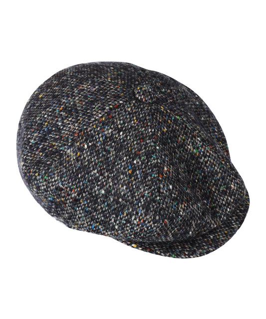 Tweed-Ballonkappe | Blau