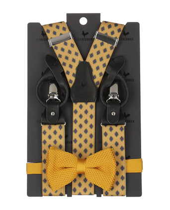 Bow tie/suspender combination with clips and tabs | Yellow