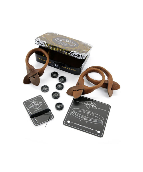 Luxury leather suspenders with clips and tabs | Brown