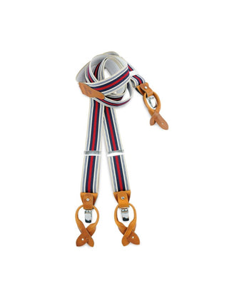 Luxe leren bretels met clips en patten | Wit