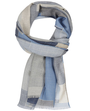 Sjaal Patchwork Wol | Blauw