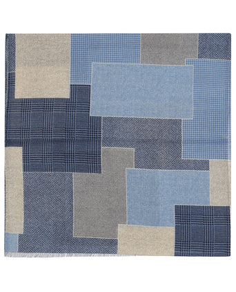 Sjaal Patchwork Wol | Blauw