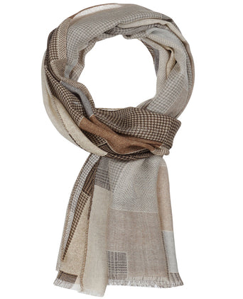 Sjaal Patchwork Wol | Bruin