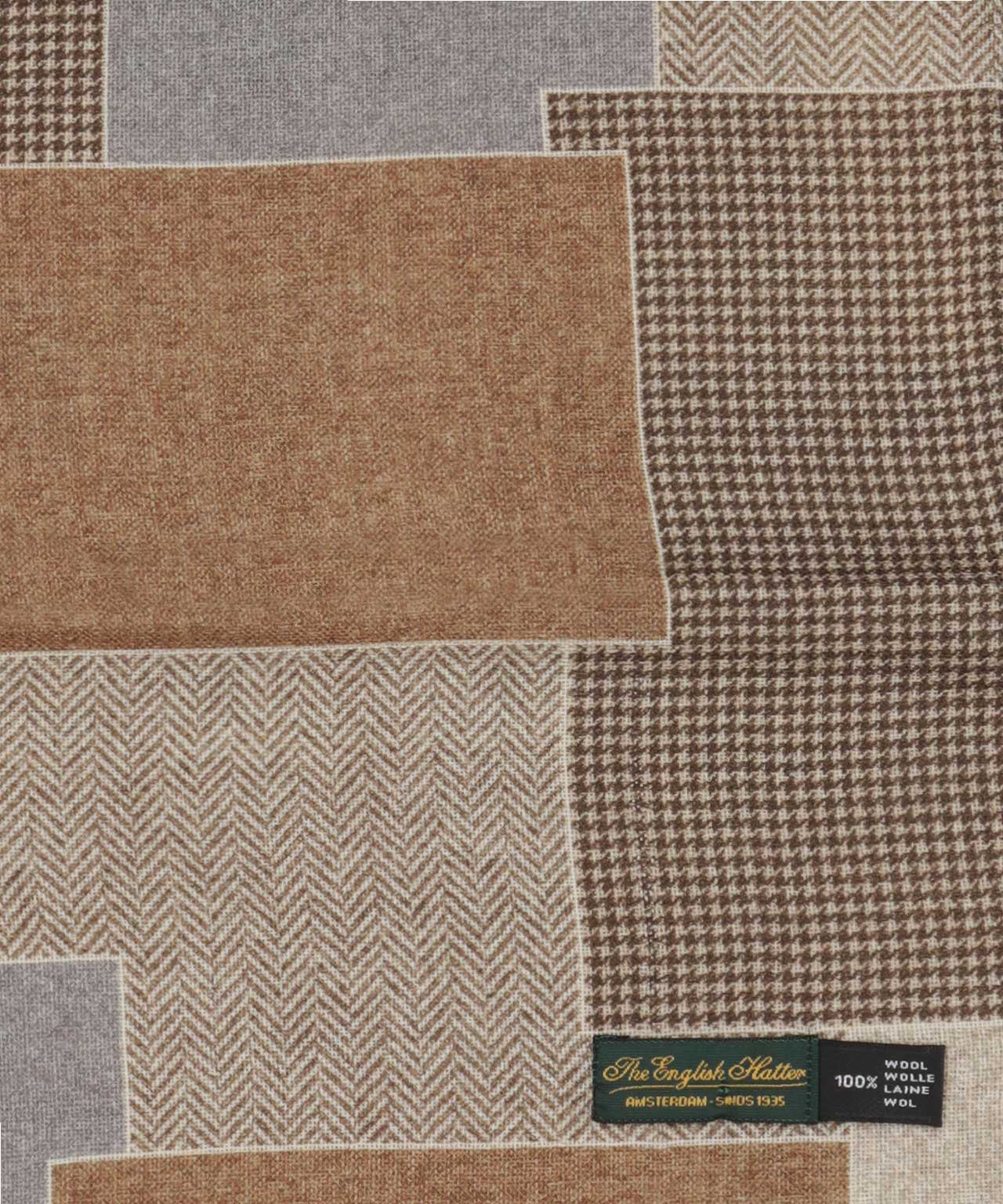 Sjaal Patchwork Wol | Beige Bruin