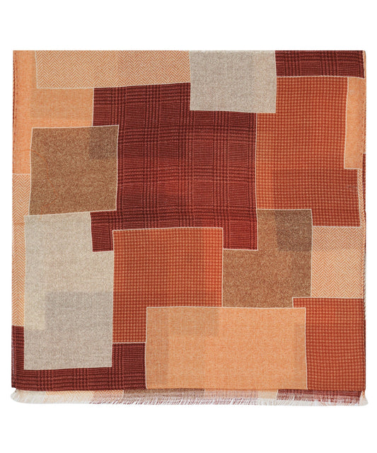 Patchwork-Wollschal | Braun