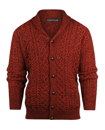 Knot Cable Cardigan from Ireland | Bordeaux Red