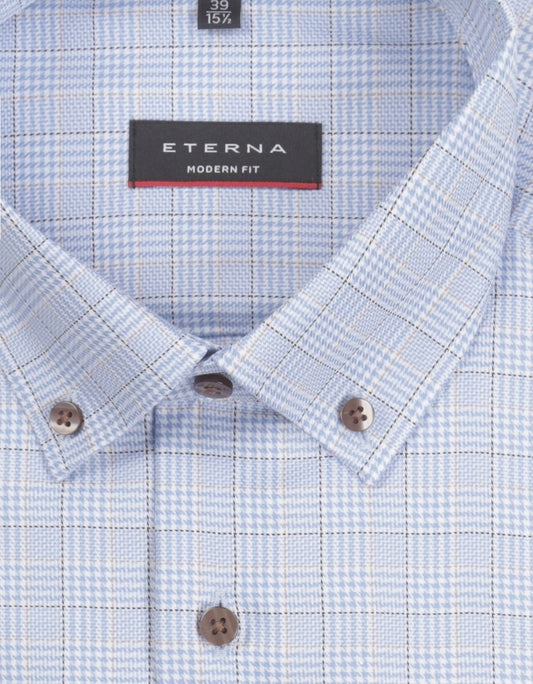 Kariertes Button-Down-Hemd | Blau