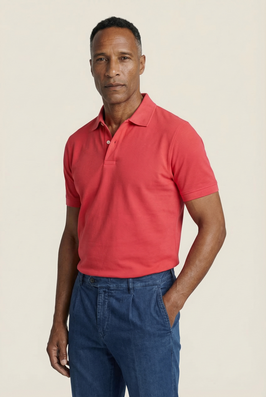Kurzärmeliges Piqué-Poloshirt | Rot