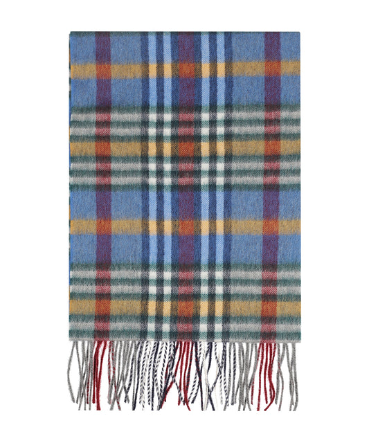 Sjaal Wol/Cashmere 30X190 | Donkerblauw Bordeaux Multi