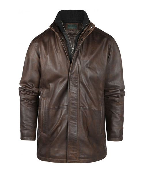Leather jacket with lining | Brown
