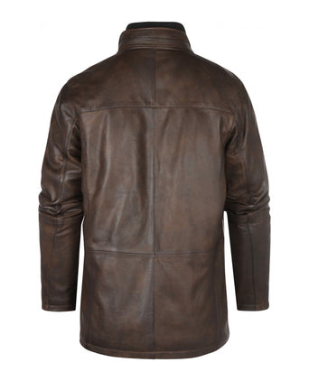 Leather jacket with lining | Brown