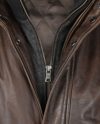 Leather jacket with lining | Brown