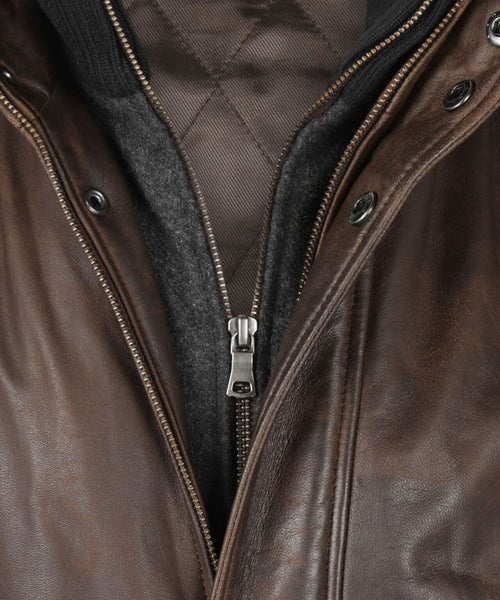 Leather jacket with lining | Brown