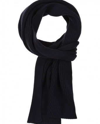 WL Cashmere Rib Sjaal | Navy Blauw