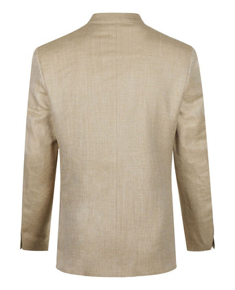 Zijden linnen wolmix colbert | Bruin