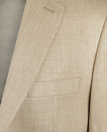 Zijden linnen wolmix colbert | Bruin