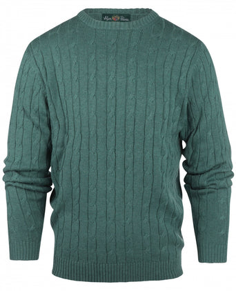 Cable Knit Sweater Cotton/Cashmere Crew Neck | Green