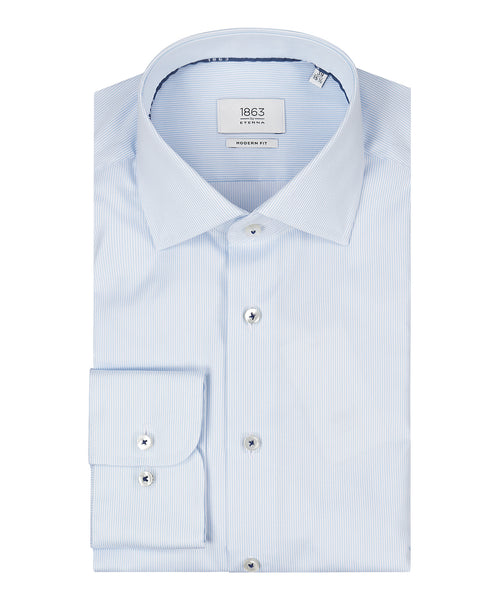 Overhemd gestreept semi spread boord | Blauw