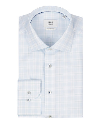 Overhemd gestreept semi spread boord | Blauw