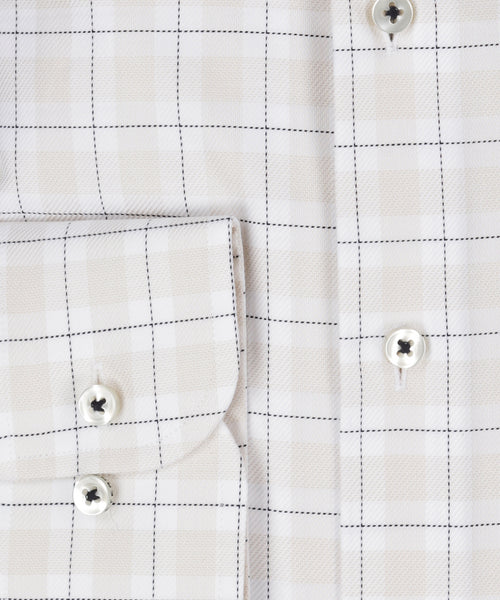 Overhemd gestreept semi spread boord | Bruin