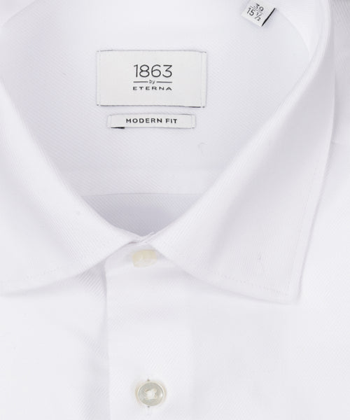 Striped shirt with a semi-spread collar | White