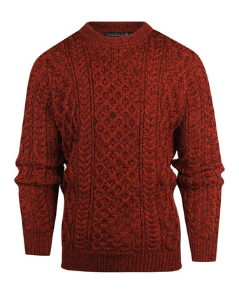 Aran Ronde Hals Kabeltrui | Bordeaux Rood