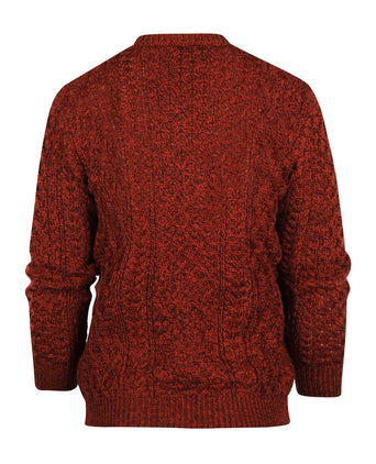 Aran Ronde Hals Kabeltrui | Bordeaux Rood