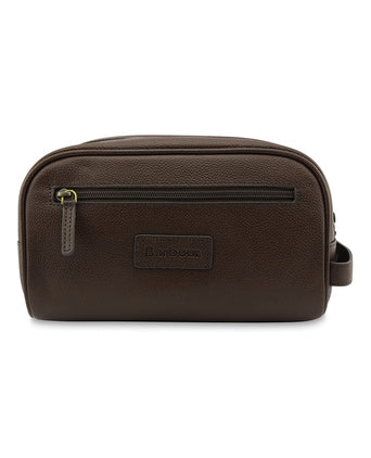 Barbour Leather Washbag | Brown
