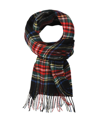 Geruite Lamswollen Sjaal | Black Stewart Tartan