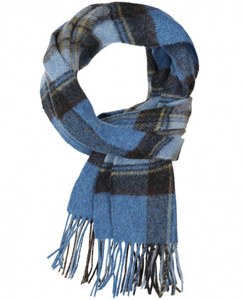 Checked Lambswool Scarf | Blue