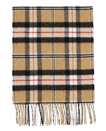 Checked Lambswool Scarf | Camel or Merrick Tartan