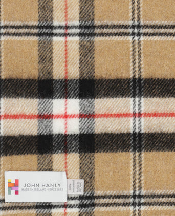 Checked Lambswool Scarf | Camel or Merrick Tartan