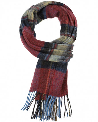 Geruite Lamswollen Sjaal | Red Straw Graphite Plaid