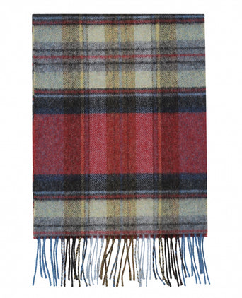 Geruite Lamswollen Sjaal | Red Straw Graphite Plaid