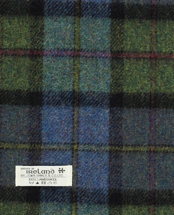Checked Lambswool Scarf | Denim Green Tartan